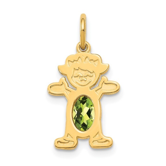 Million Charms 10k Yellow Gold Girl 6x4 Oval Genuine Green Peridot August
